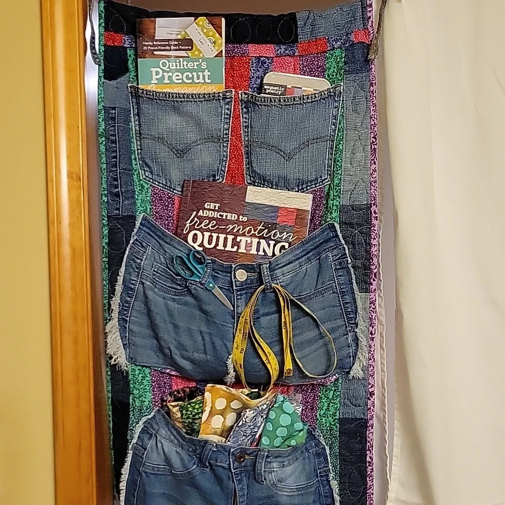 Upcycled Molly Made It Organizer Hand crafted denim & colorful quilted storage